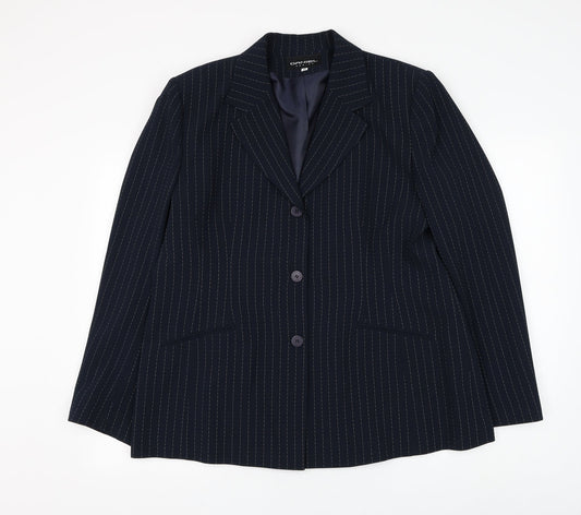 Daniel Design Womens Blue Striped Jacket Blazer Size 20 Button