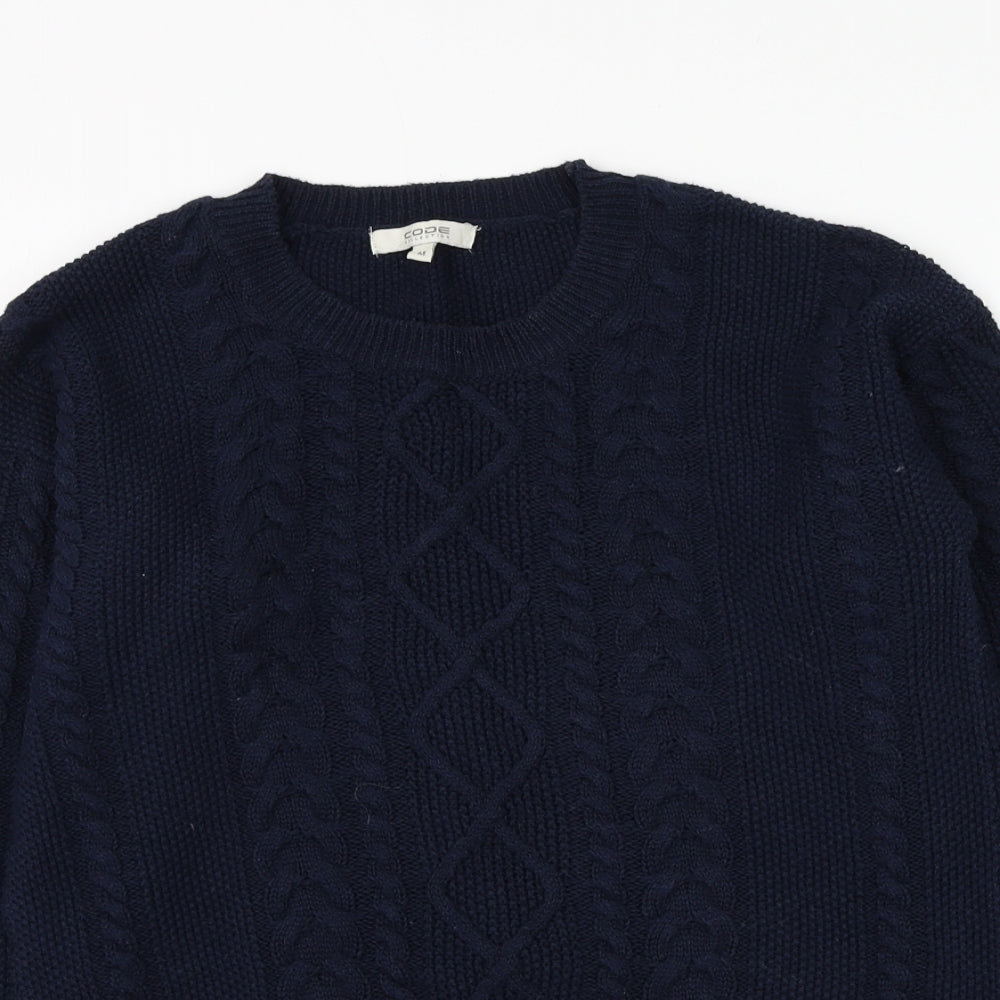 Code Collection Mens Blue Round Neck Polyester Pullover Jumper Size M