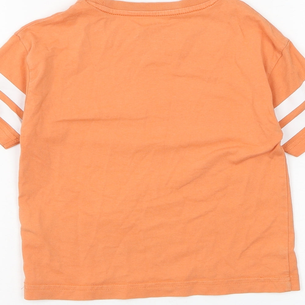 Marks and Spencer Boys Orange Cotton Basic T-Shirt Size 2-3 Years Round Neck Pullover - Born To Skate