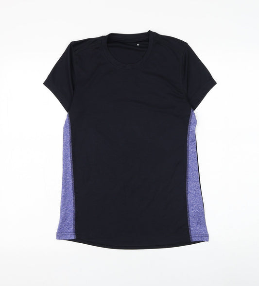 Preworn Womens Black Polyester Basic T-Shirt Size XS Round Neck Pullover