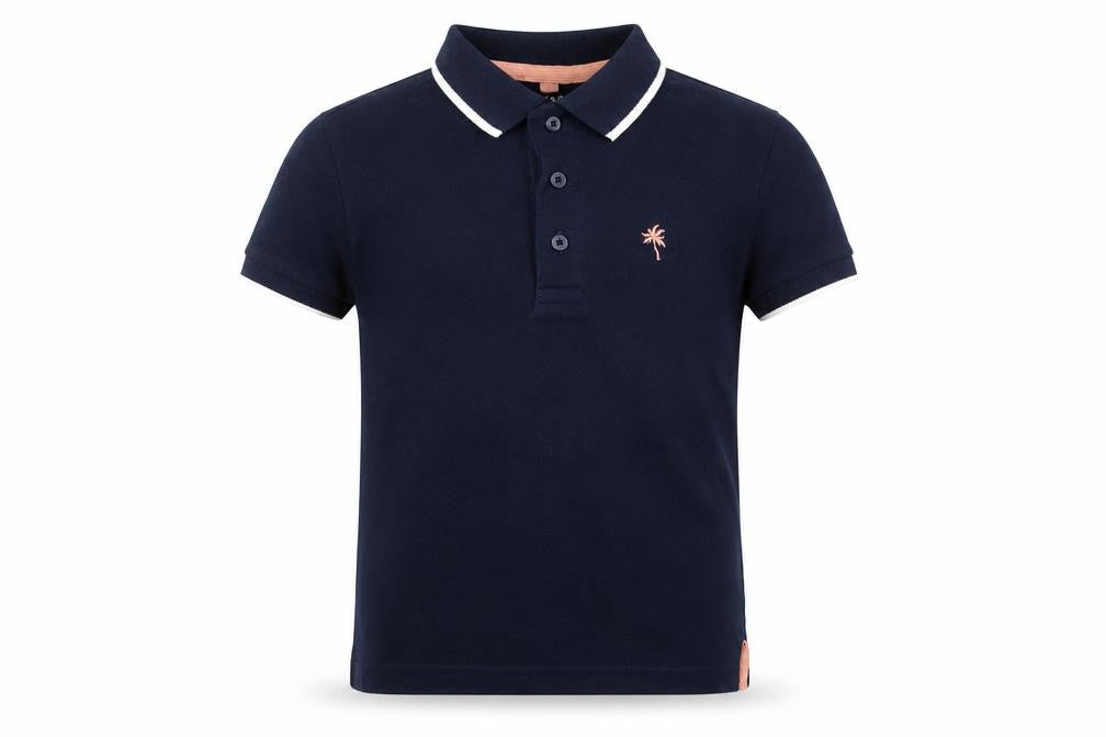 Marks & Spencer Girls Blue Cotton Basic Polo Size 2-3 Years Collared Button - Palm Tree
