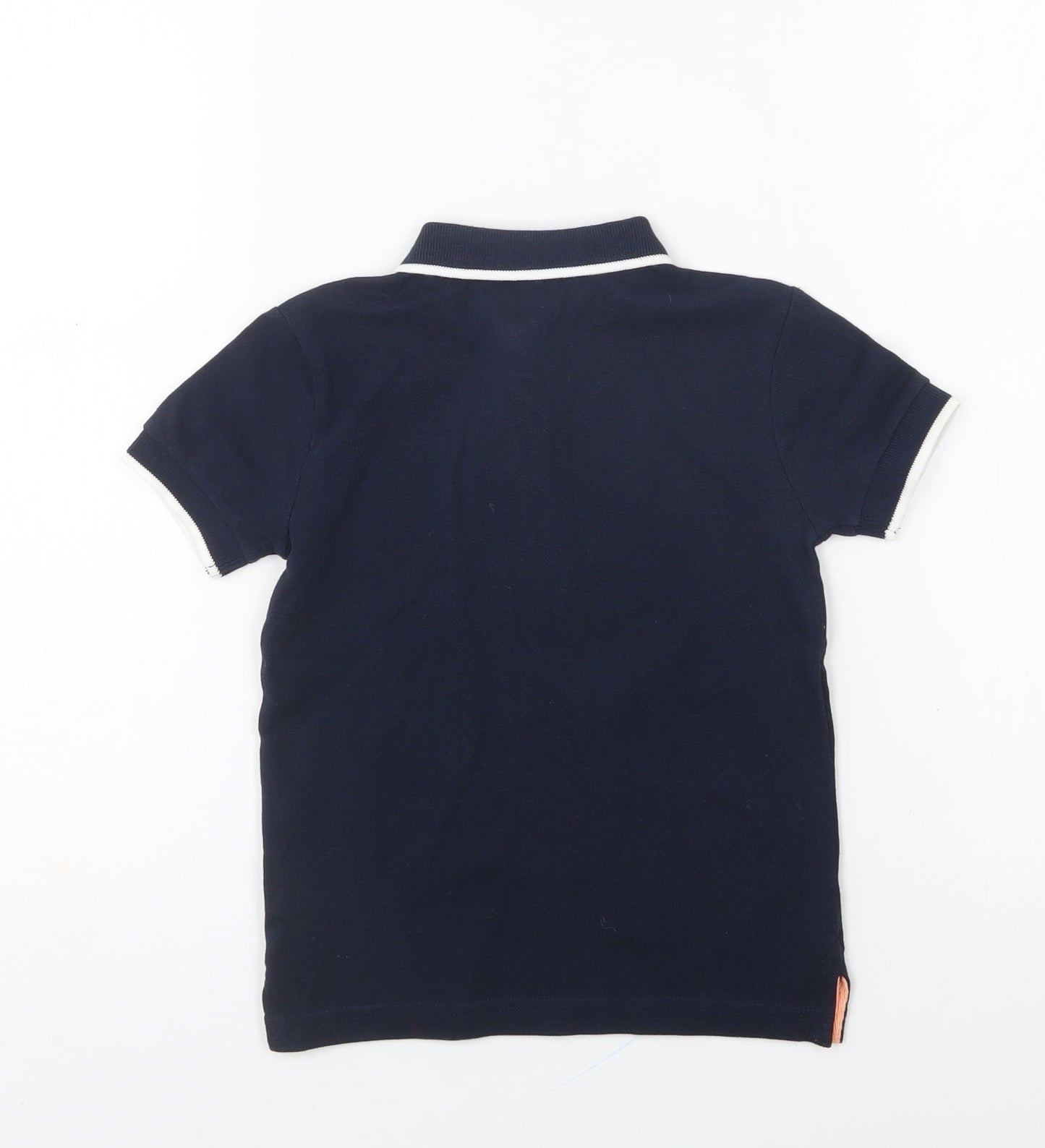 Marks and Spencer Girls Blue Cotton Basic Polo Size 2-3 Years Collared Button - Palm Tree