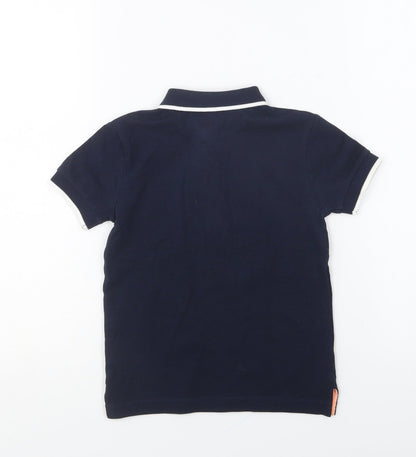 Marks & Spencer Girls Blue Cotton Basic Polo Size 2-3 Years Collared Button - Palm Tree
