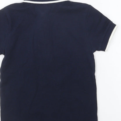 Marks & Spencer Girls Blue Cotton Basic Polo Size 2-3 Years Collared Button - Palm Tree