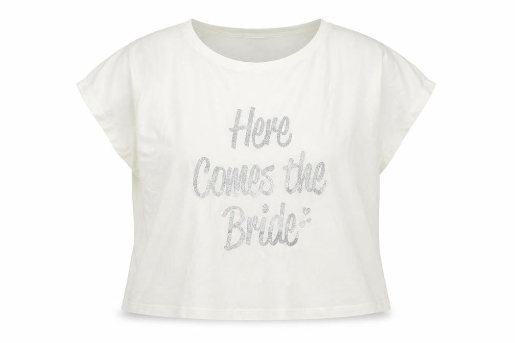 ASOS Womens Ivory Cotton Basic T-Shirt Size M Round Neck - Here Comes The Bride
