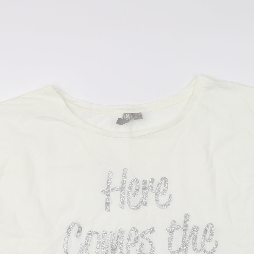 ASOS Womens Ivory Cotton Basic T-Shirt Size M Round Neck - Here Comes The Bride