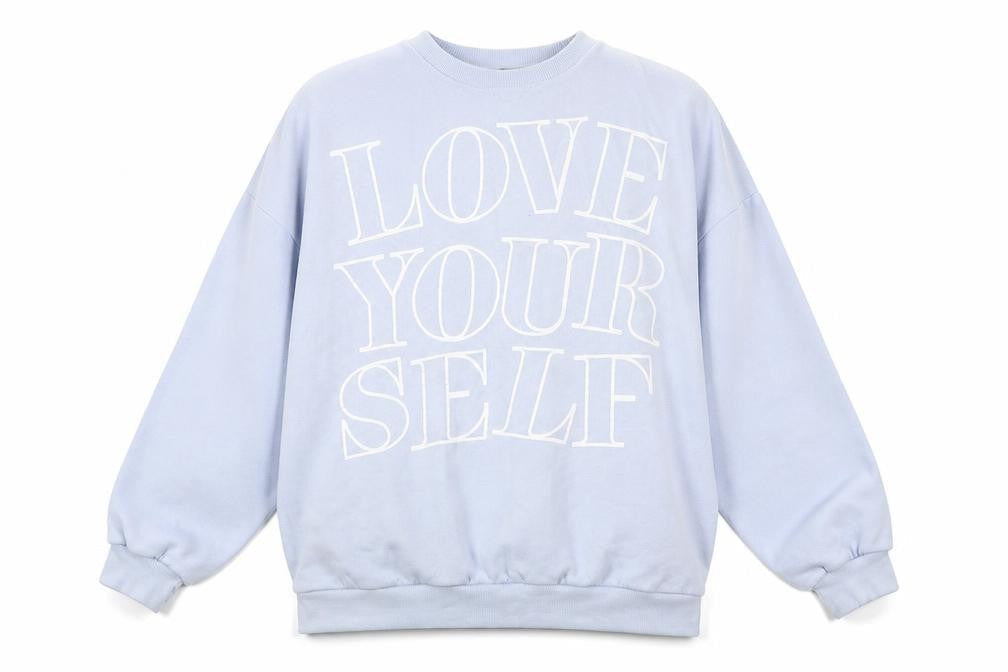 PEP&CO Womens Blue Cotton Pullover Sweatshirt Size L Pullover - Love Yourself