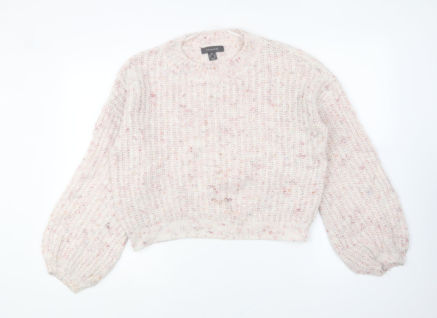 Primark Womens Pink Round Neck Acrylic Pullover Jumper Size 2XS