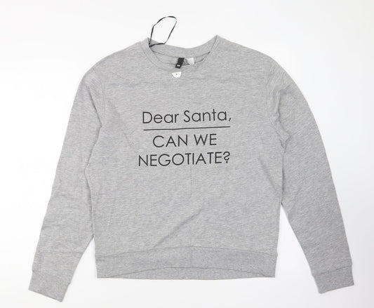 H&M Womens Grey Cotton Pullover Sweatshirt Size M Pullover - Christmas