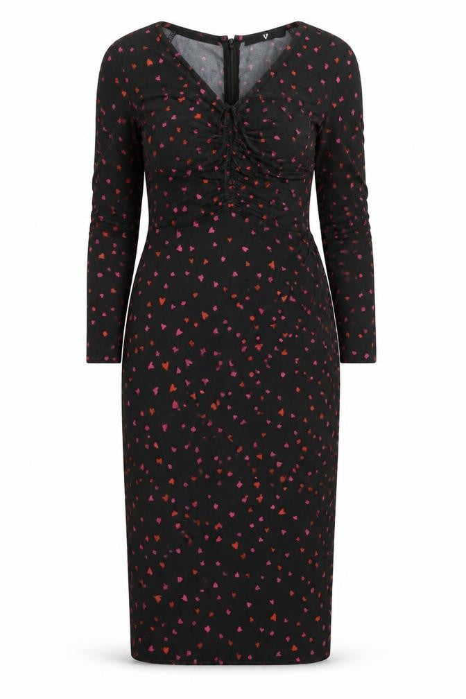 Very Womens Black Geometric Polyester Bodycon Size 10 V-Neck Pullover - Love Hearts