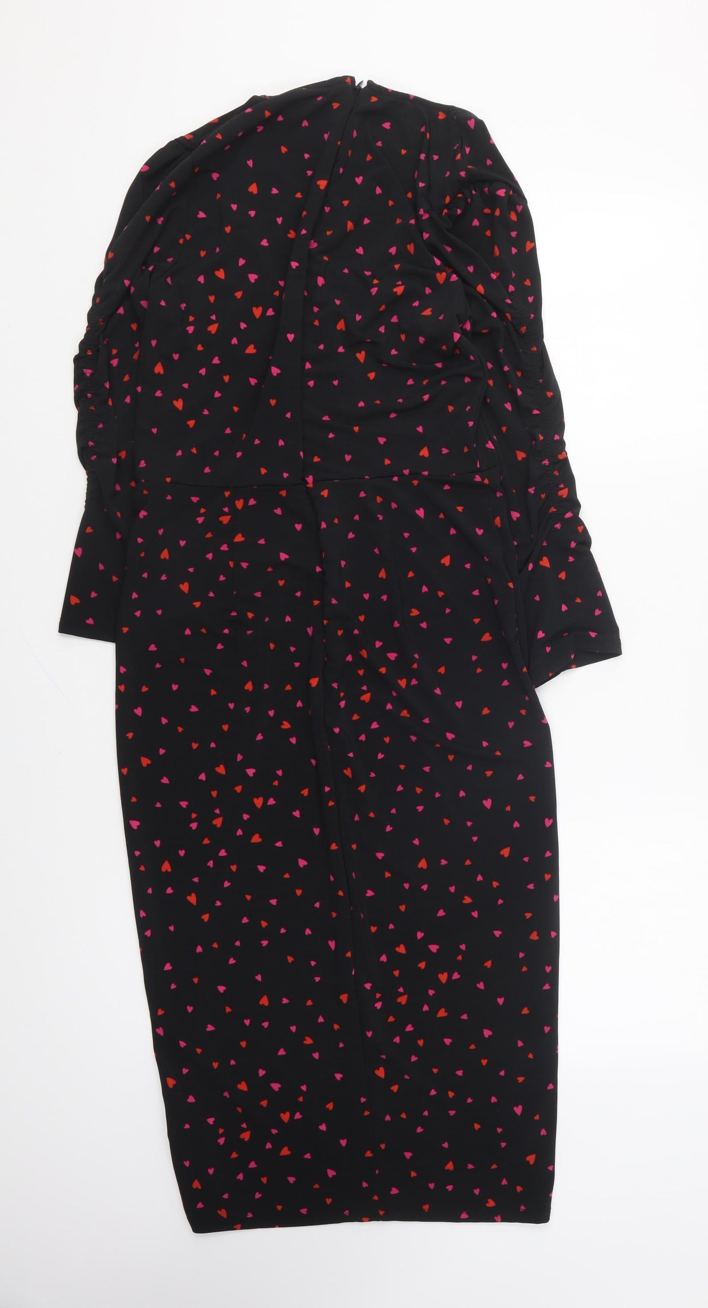 Very Womens Black Geometric Polyester Bodycon Size 10 V-Neck Pullover - Love Hearts