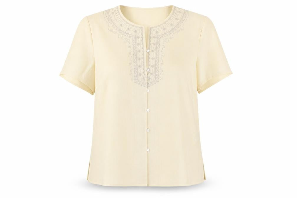 Collection Womens Beige Polyester Basic Button-Up Size 18 Round Neck