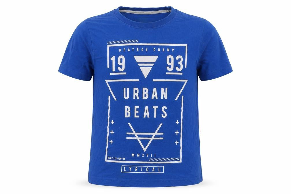 Primark Boys Blue Cotton Basic T-Shirt Size 7-8 Years Round Neck Pullover - Urban Beats
