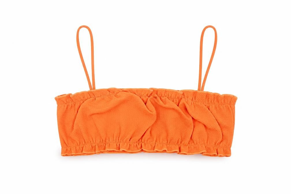 SheIn Womens Orange Polyester Cropped Tank Size M Square Neck - Lettuce Edging