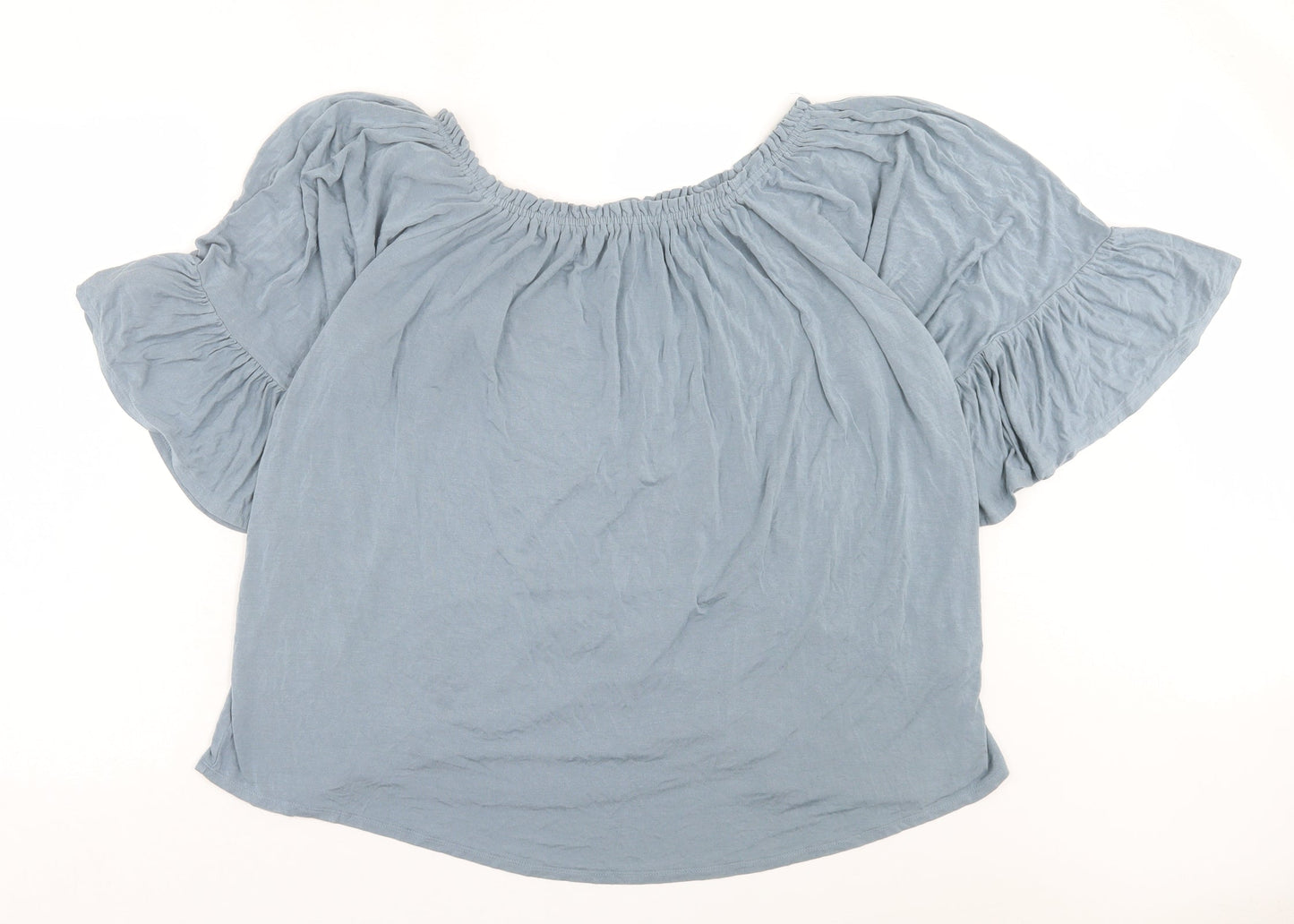 Cupio Womens Grey Viscose Basic T-Shirt Size XL Off the Shoulder