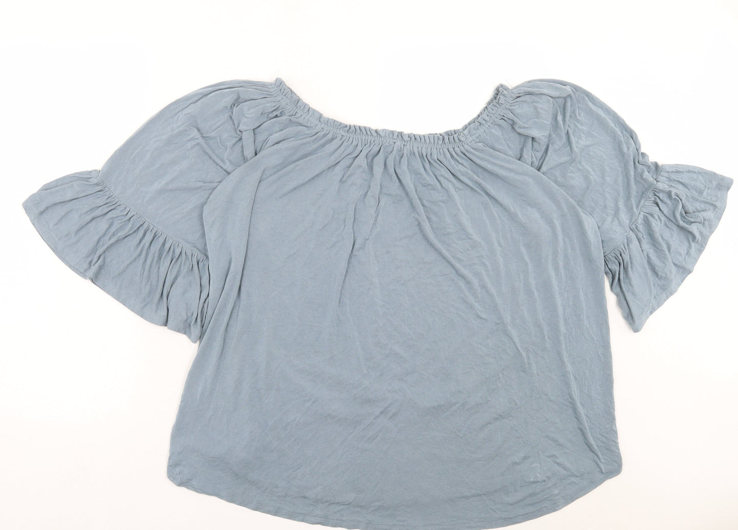 Cupio Womens Grey Viscose Basic T-Shirt Size XL Off the Shoulder