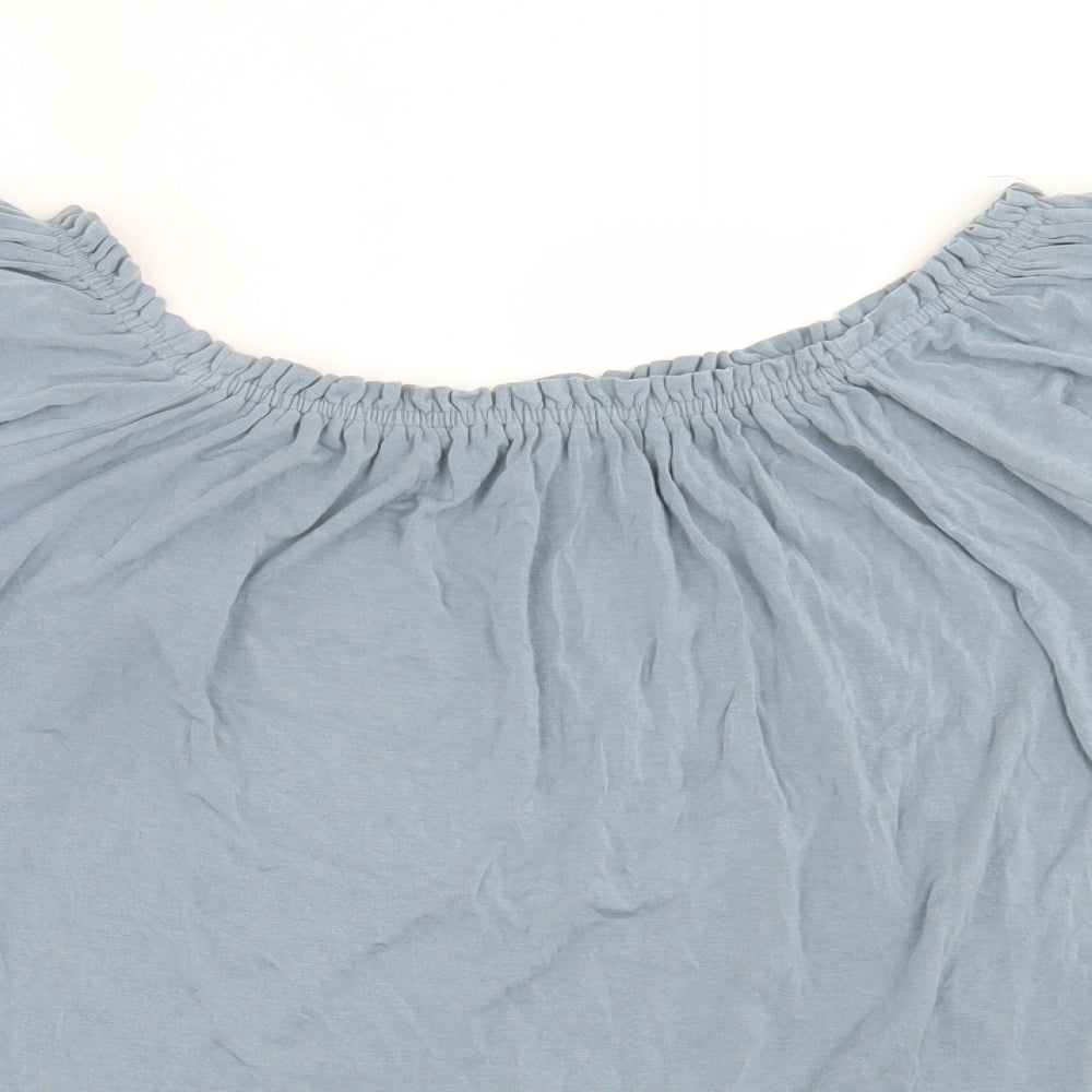Cupio Womens Grey Viscose Basic T-Shirt Size XL Off the Shoulder
