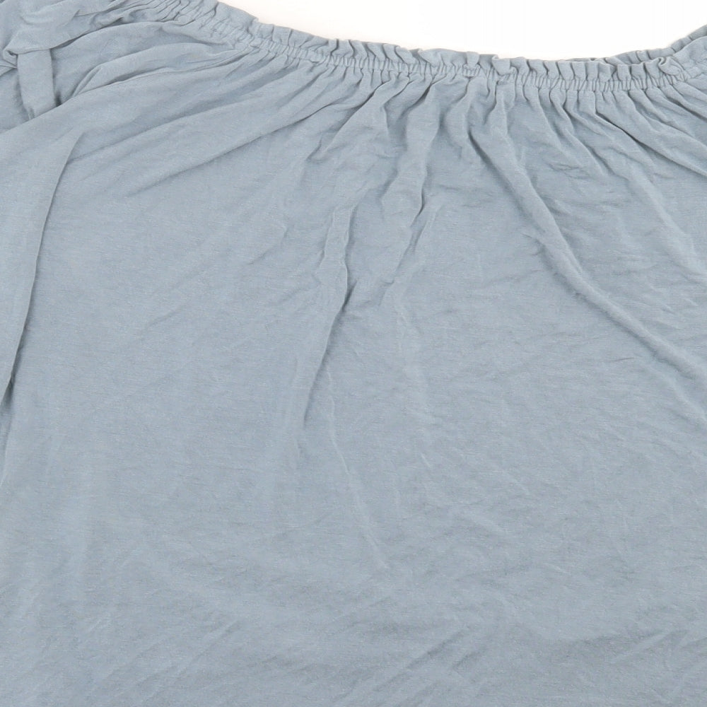 Cupio Womens Grey Viscose Basic T-Shirt Size XL Off the Shoulder