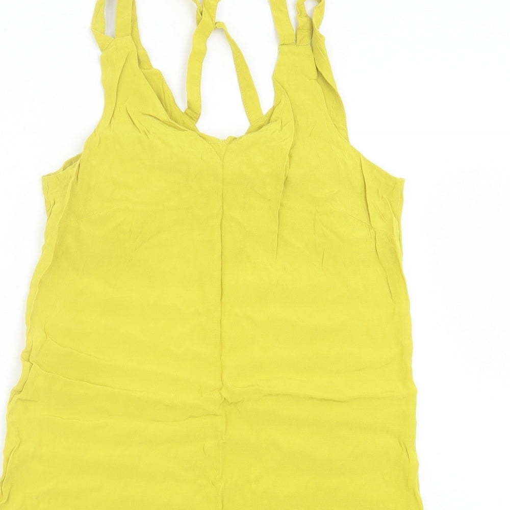 Papaya Womens Yellow Viscose A-Line Size 14 V-Neck Pullover - Cross Back