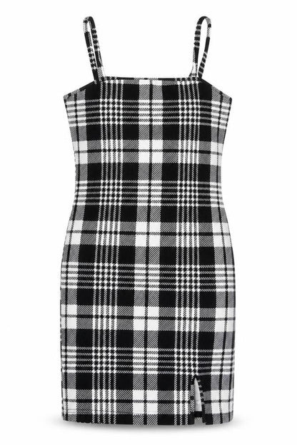 SHEIN Womens Black Plaid Polyester Bodycon Size XS Square Neck Pullover