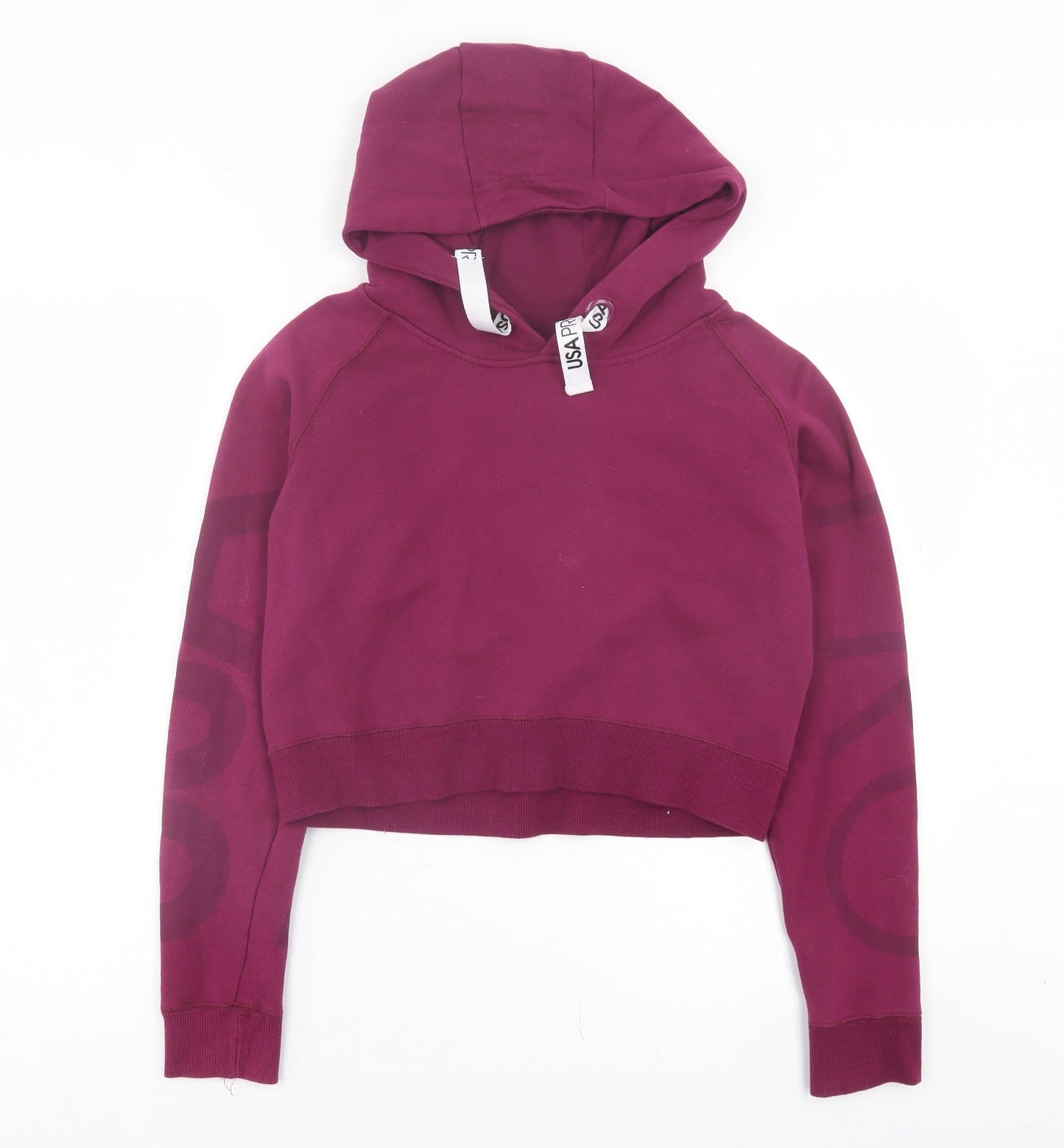 usa Womens Purple Cotton Pullover Hoodie Size 8 Pullover - Crop