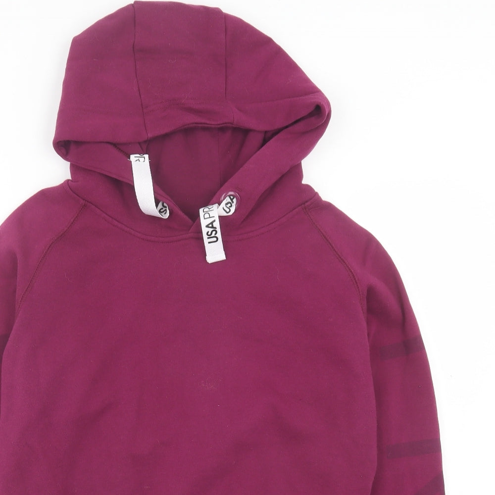 usa Womens Purple Cotton Pullover Hoodie Size 8 Pullover - Crop