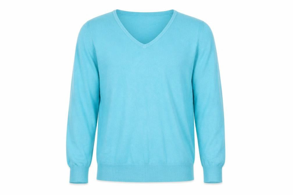 Marks & Spencer Mens Blue V-Neck Polyester Pullover Jumper Size L