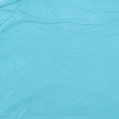 Marks & Spencer Mens Blue V-Neck Polyester Pullover Jumper Size L