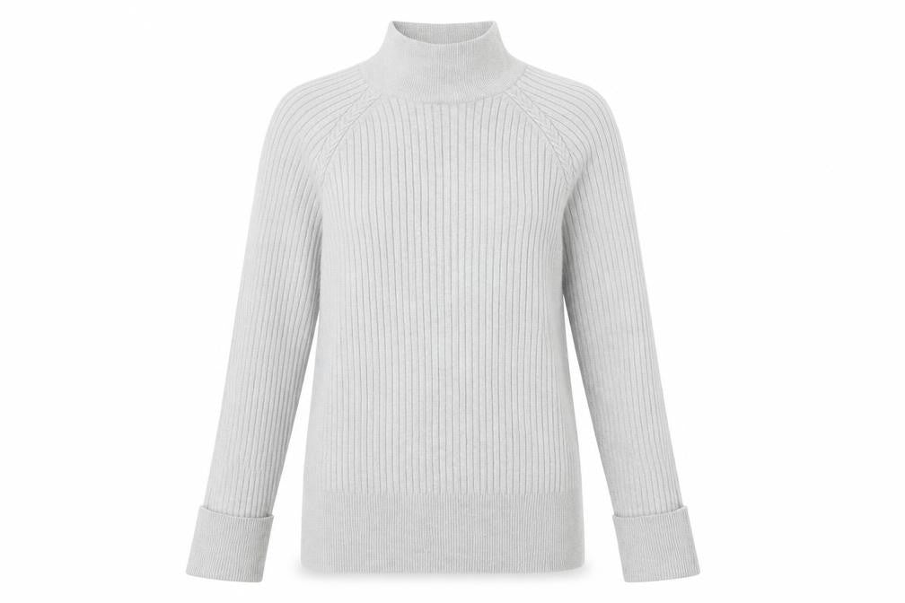 Peyton Primrose Womens Grey High Neck Rayon Pullover Jumper Size S