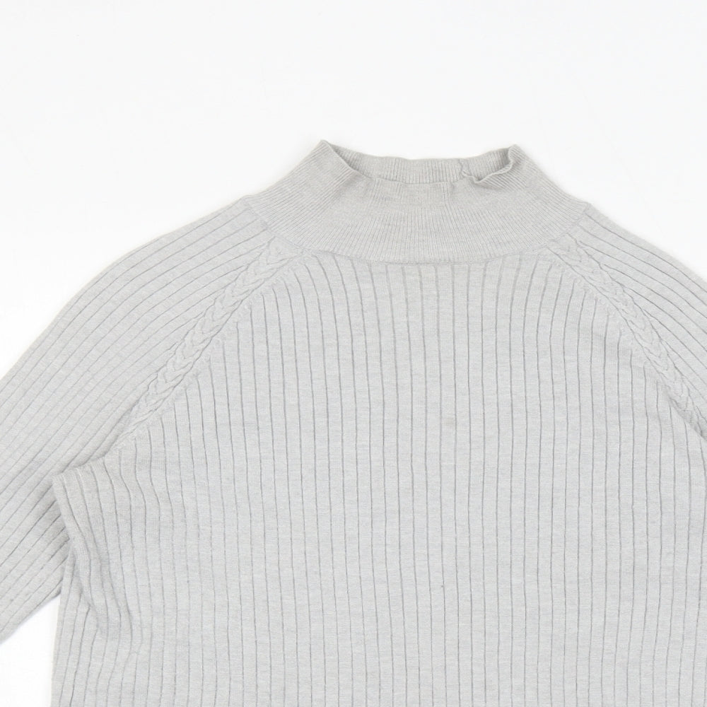 Peyton Primrose Womens Grey High Neck Rayon Pullover Jumper Size S