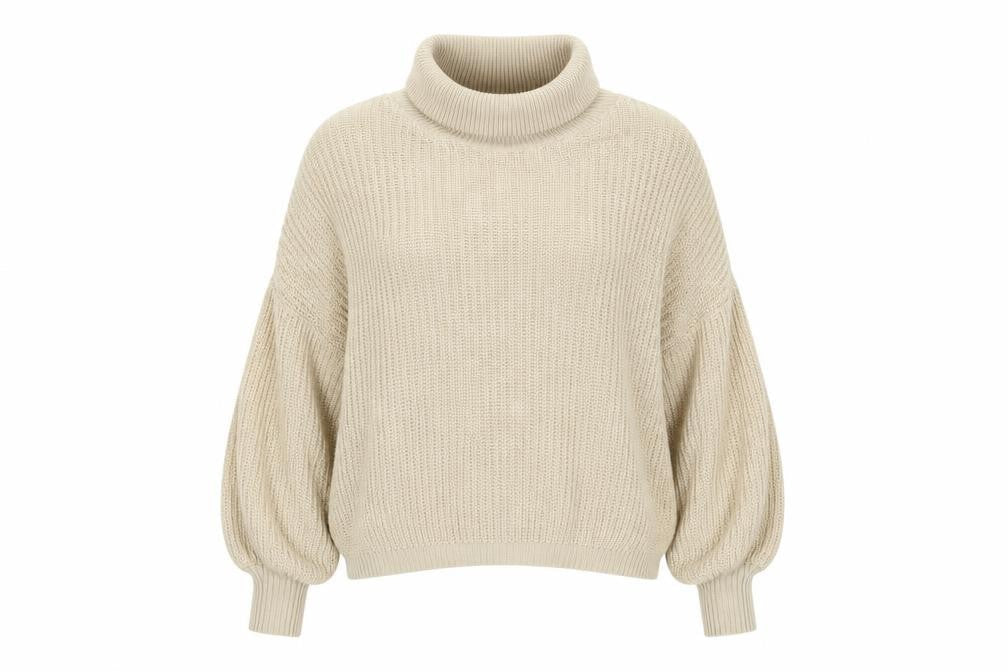 Missy Empire Womens Beige Roll Neck Acrylic Pullover Jumper Size 8