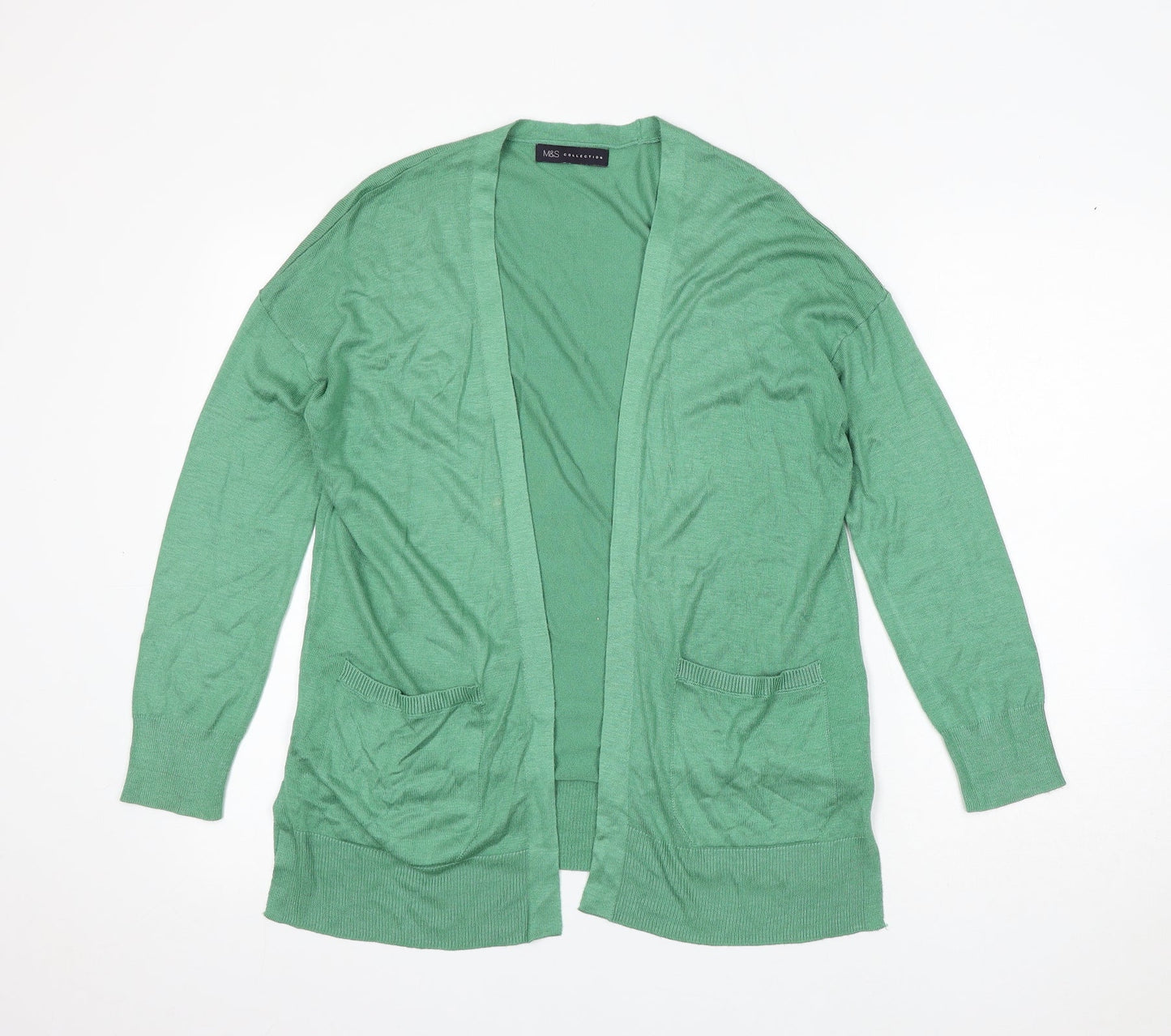 Marks and Spencer Womens Green V-Neck Acrylic Cardigan Jumper Size S