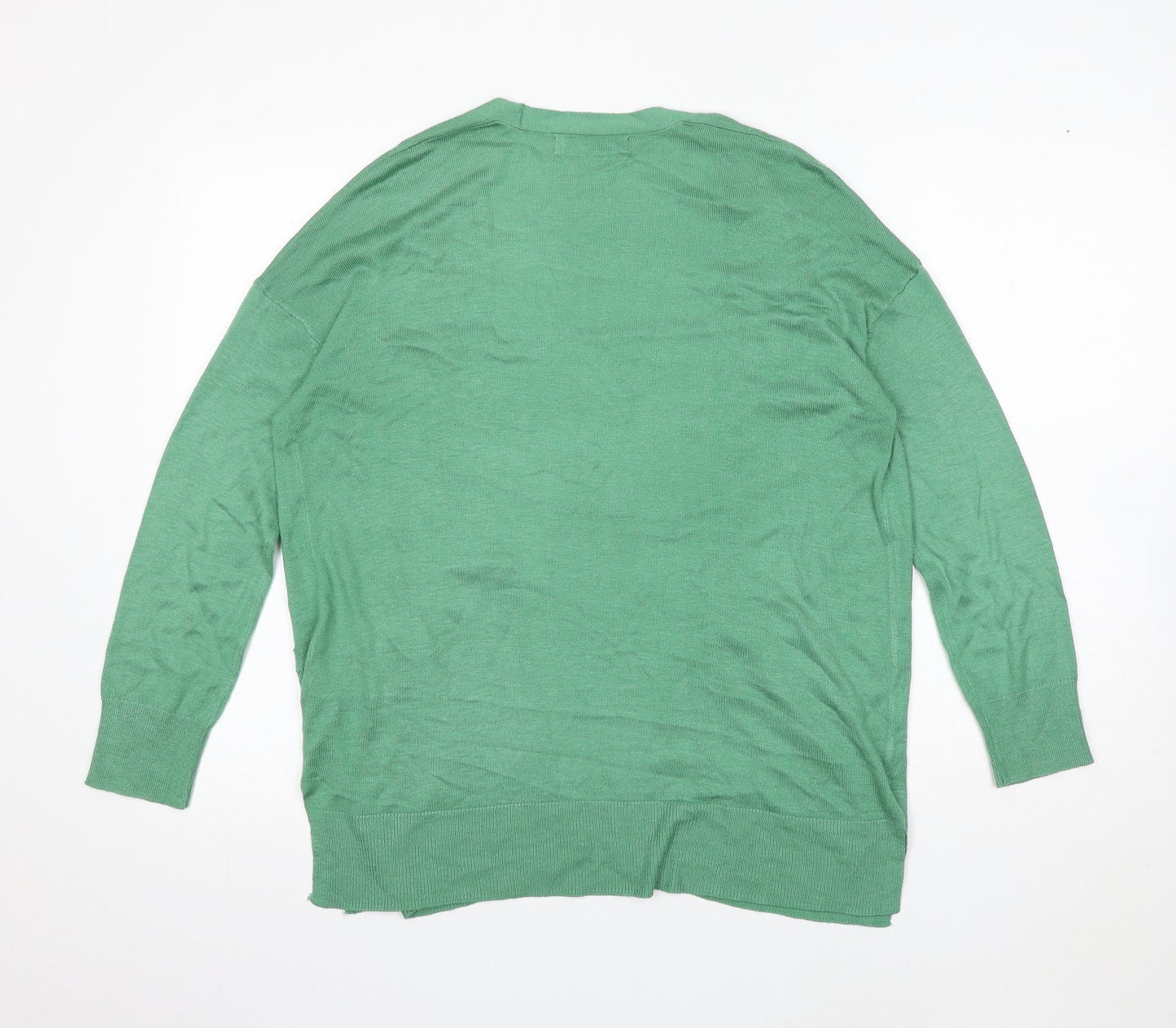 Marks and Spencer Womens Green V-Neck Acrylic Cardigan Jumper Size S