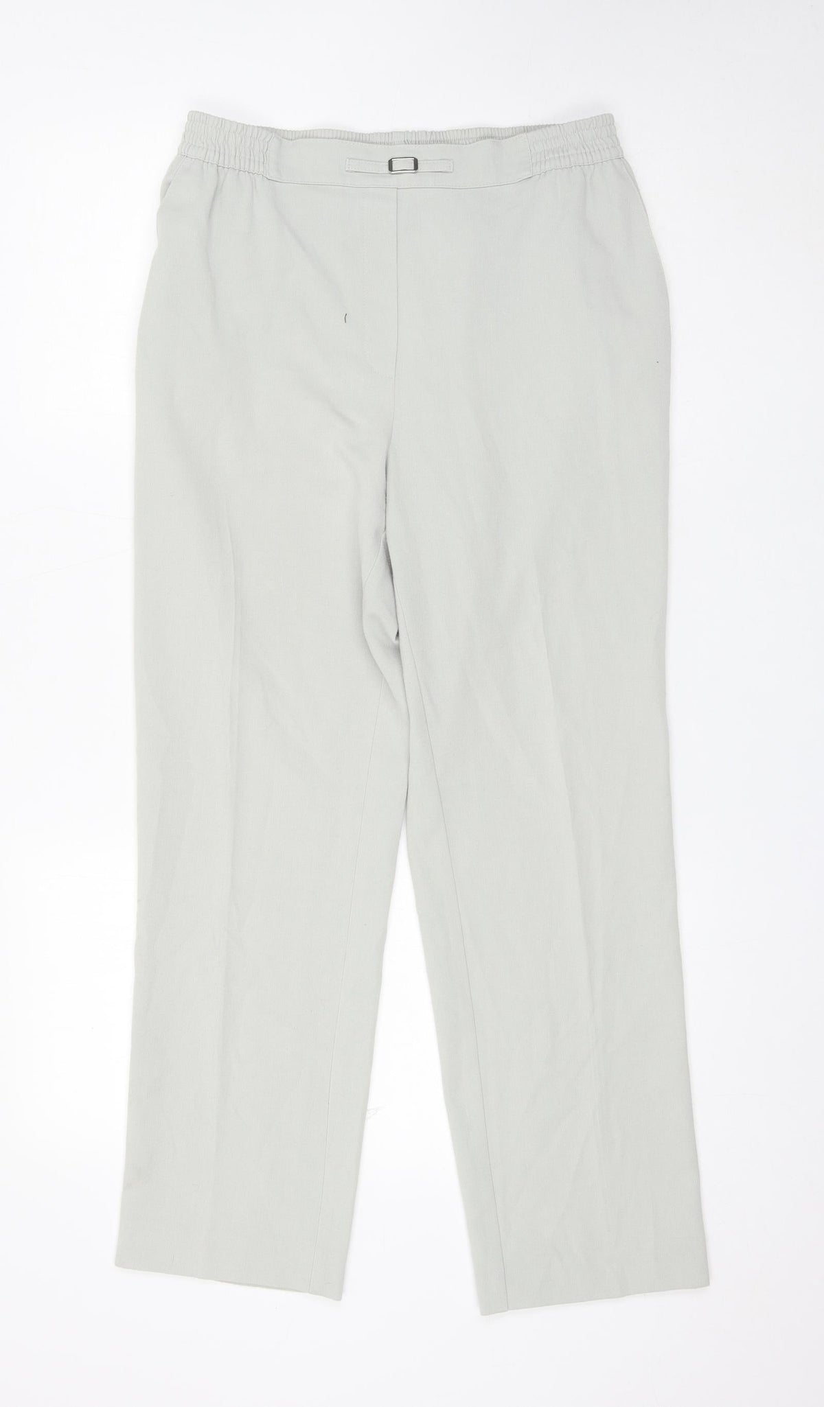 Oscar Womens Grey Polyester Trousers Size 14 L27 in Regular Buckle