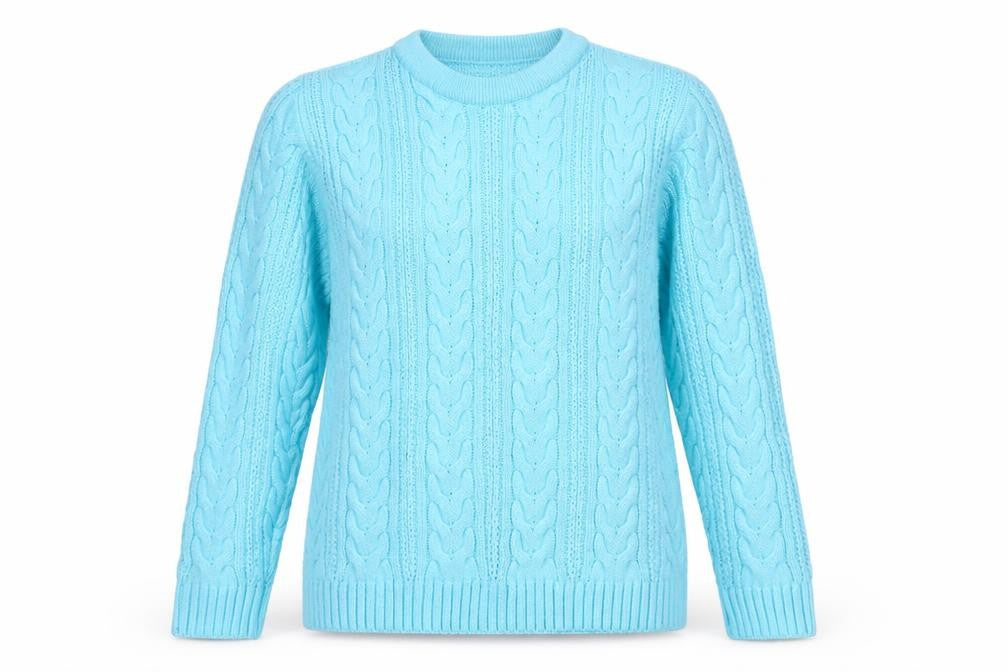 Envy Womens Blue Round Neck Acrylic Pullover Jumper Size S