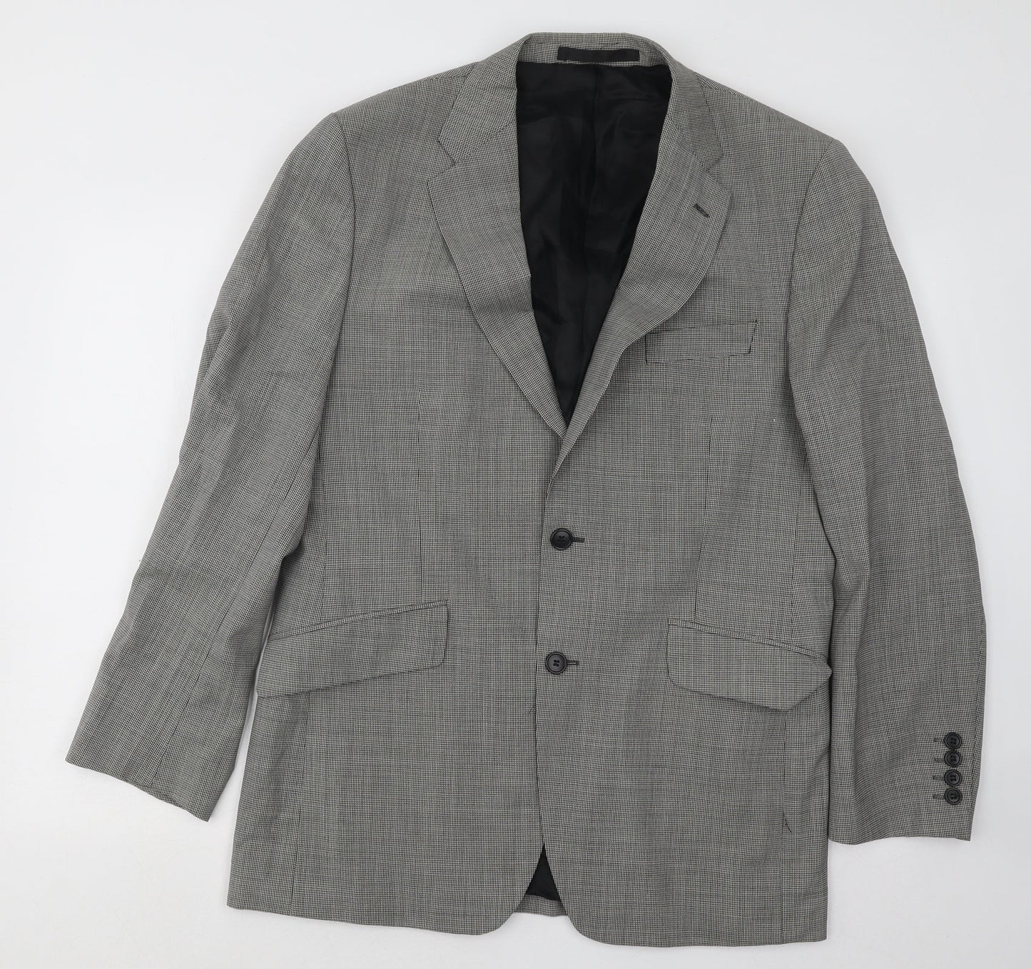 Marks and Spencer Mens Grey Geometric Wool Jacket Suit Jacket Size 40