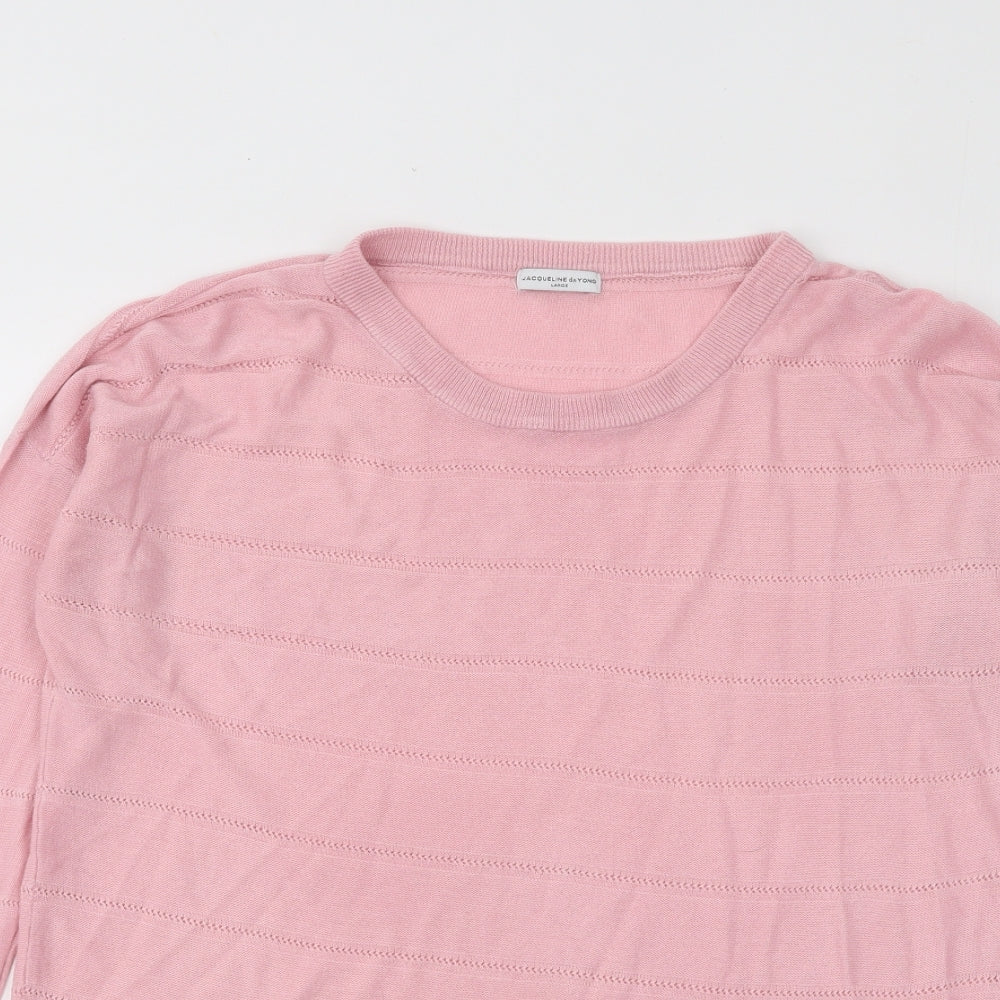 Jaqueline de Yong Womens Pink Roll Neck Acrylic Pullover Jumper Size L