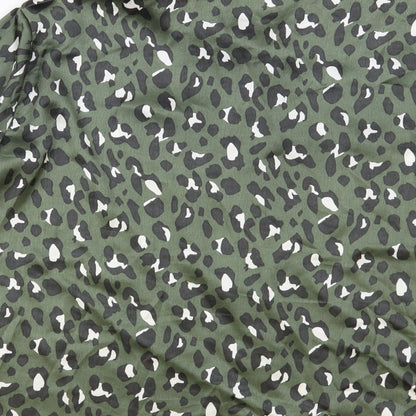 JDY Womens Green Animal Print Polyester Basic Button-Up Size 14 Collared - Leopard Print
