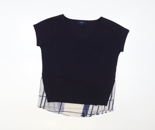 NEXT Womens Blue Geometric Polyester Basic Blouse Size 8 V-Neck