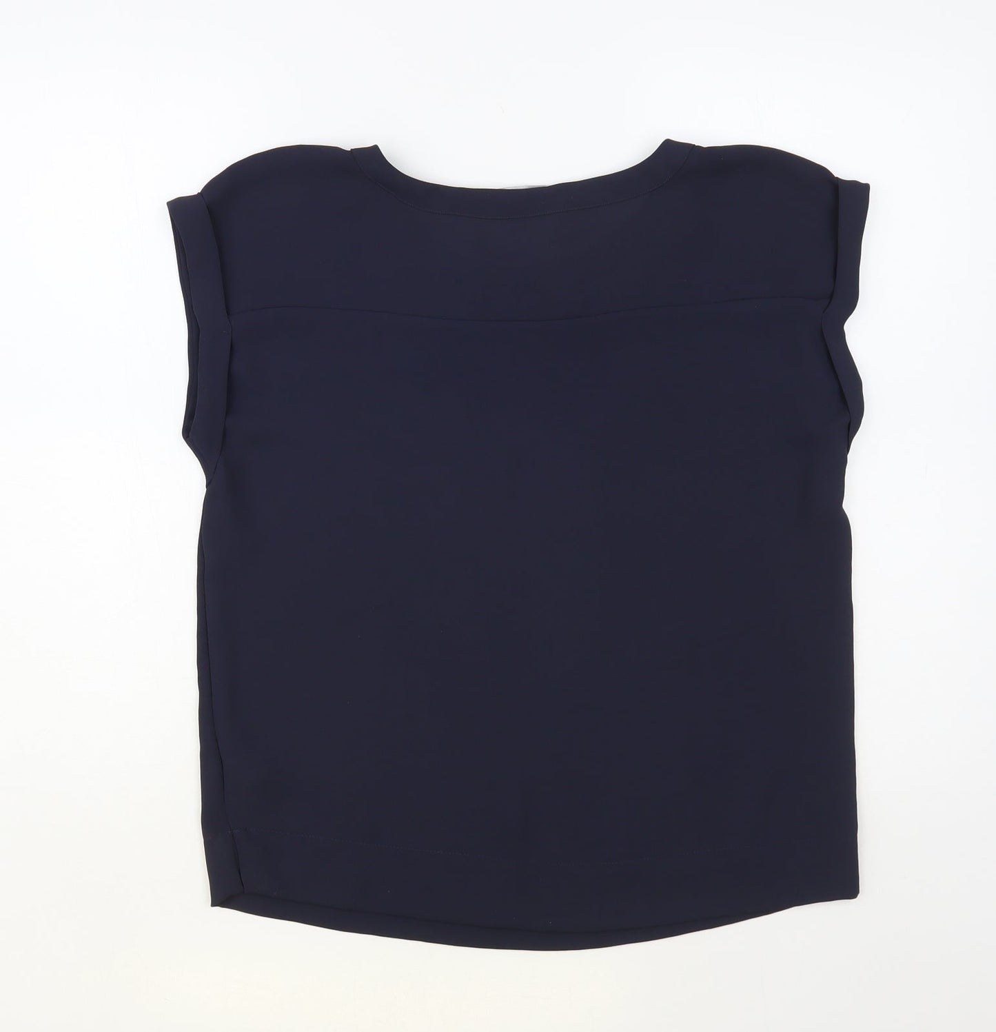 NEXT Womens Blue Polyester Basic Blouse Size 8 Round Neck - Embellished Neckline