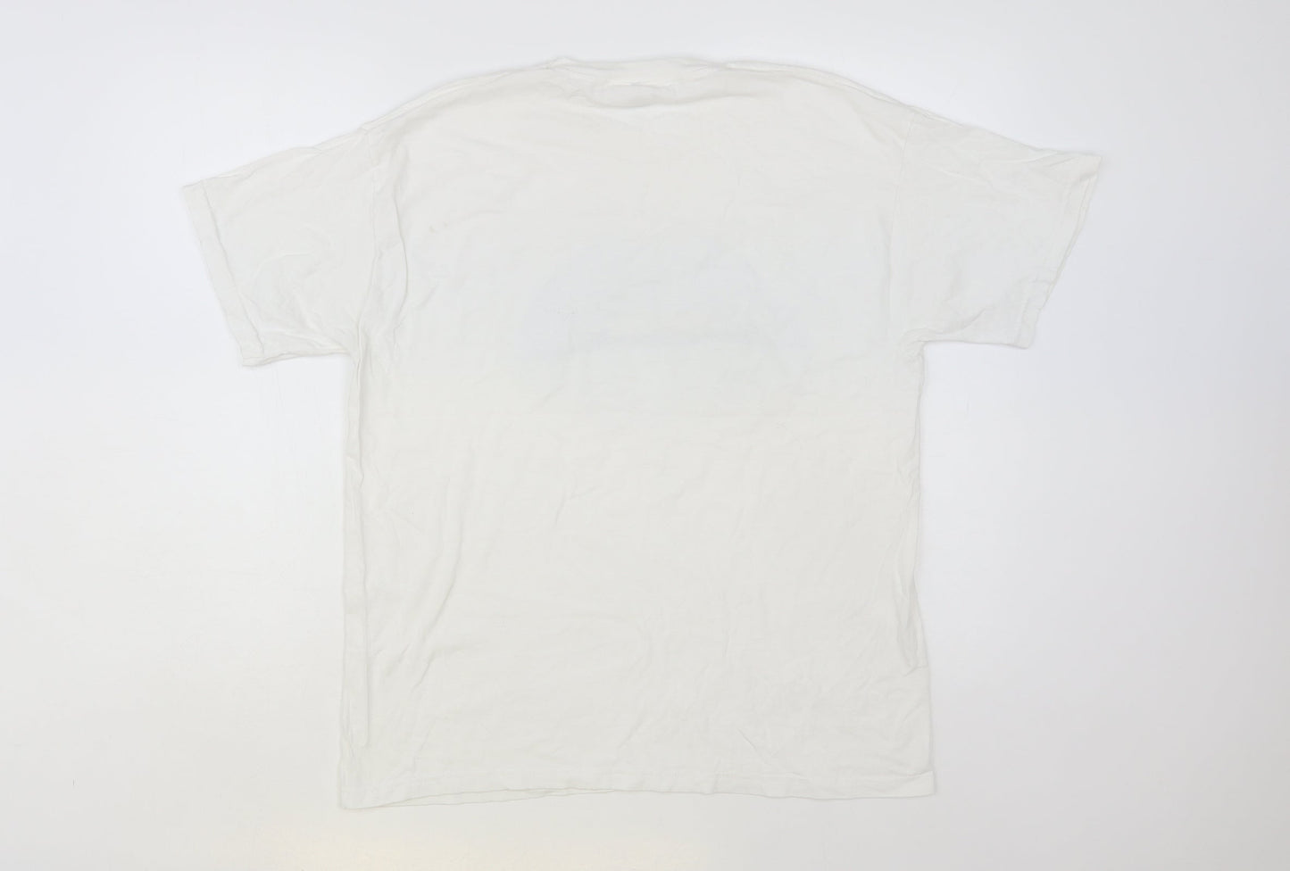 Fruit of the Loom Womens White Cotton Basic T-Shirt Size L Crew Neck - Lips