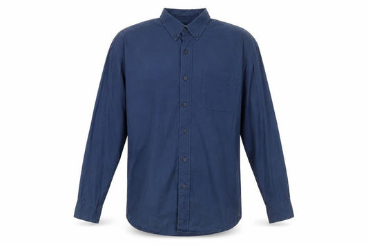 Trademark Mens Blue Cotton Button-Up Size L Collared Button