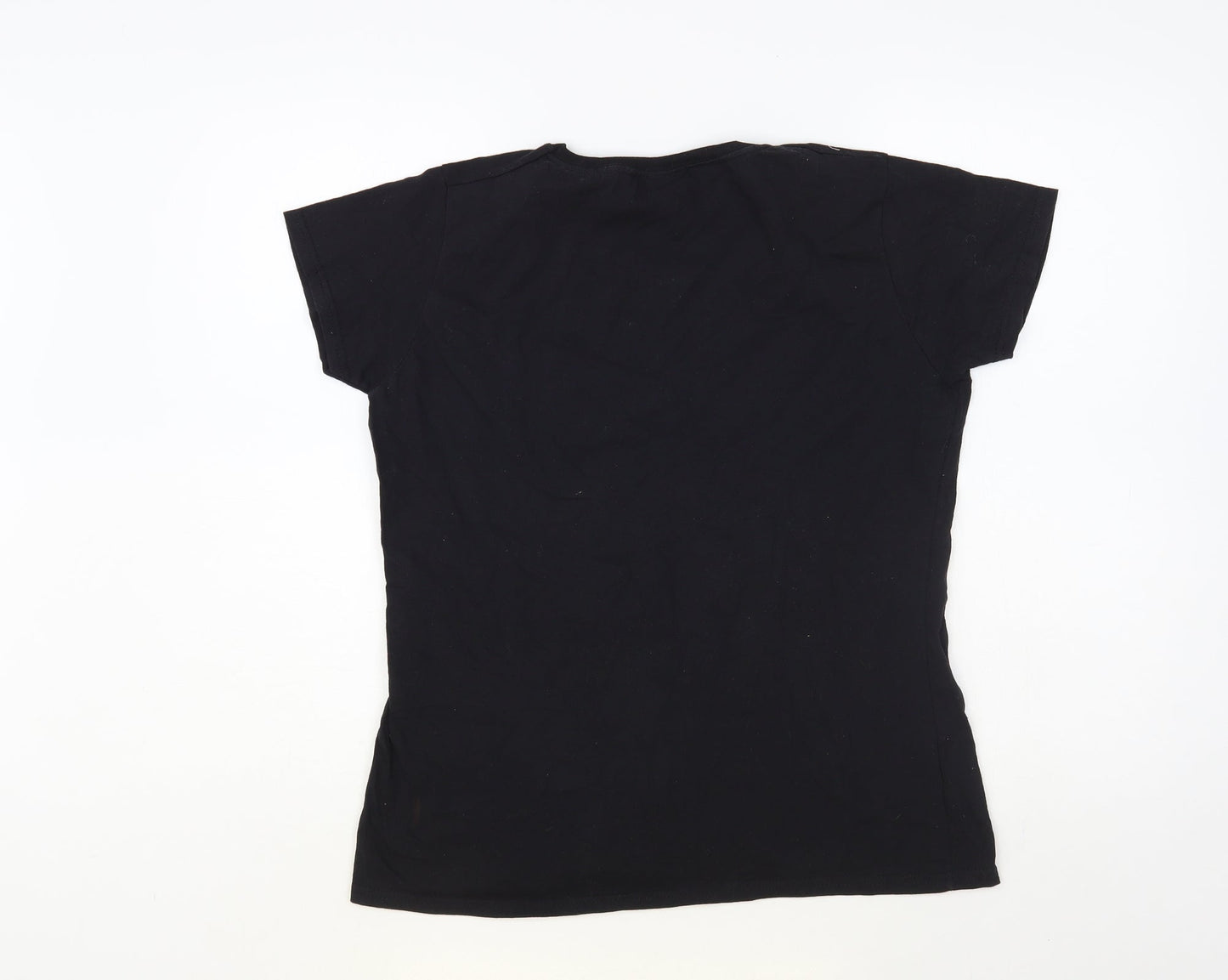 Fruit of the Loom Womens Black Cotton Basic T-Shirt Size L Crew Neck - Westlife
