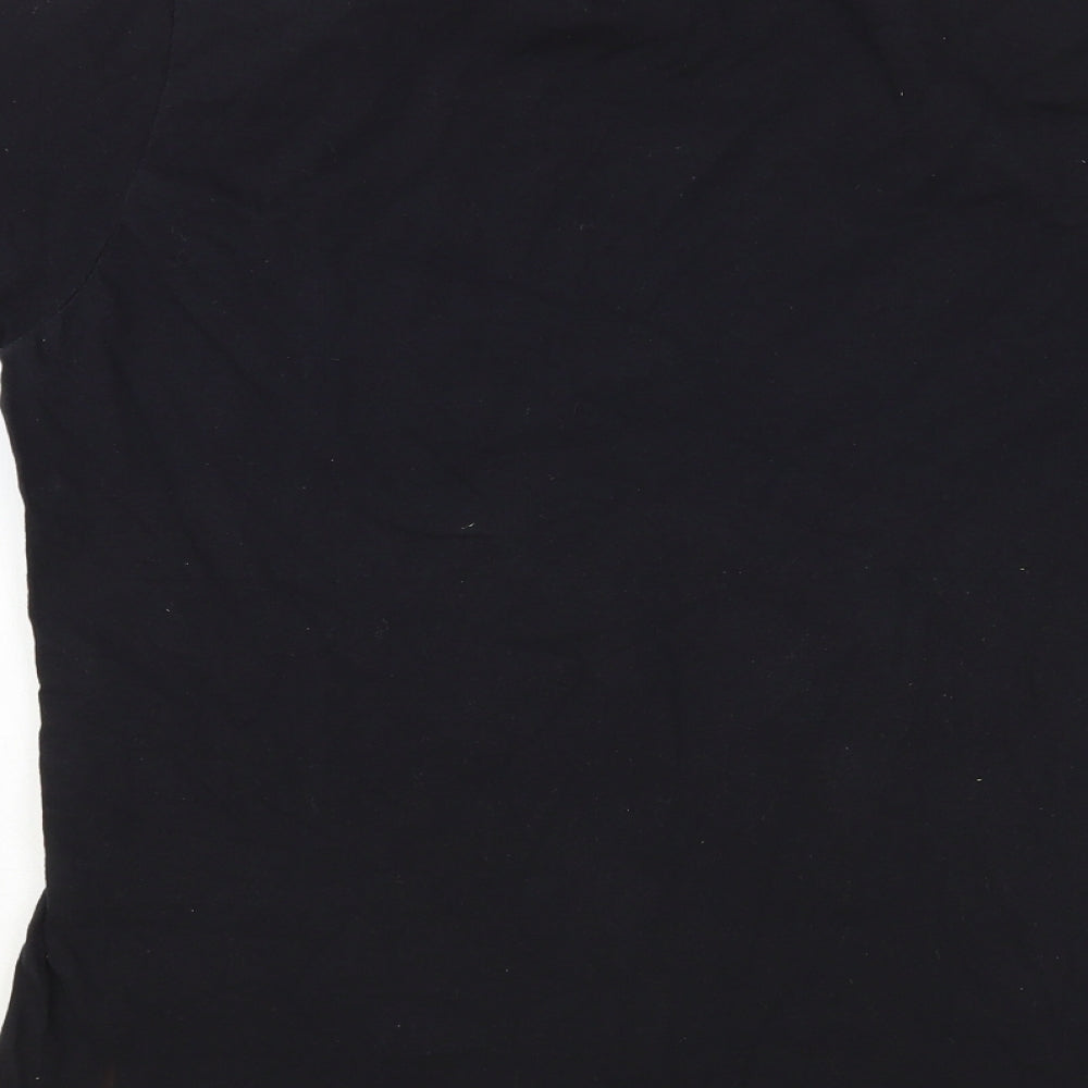 Fruit of the Loom Womens Black Cotton Basic T-Shirt Size L Crew Neck - Westlife