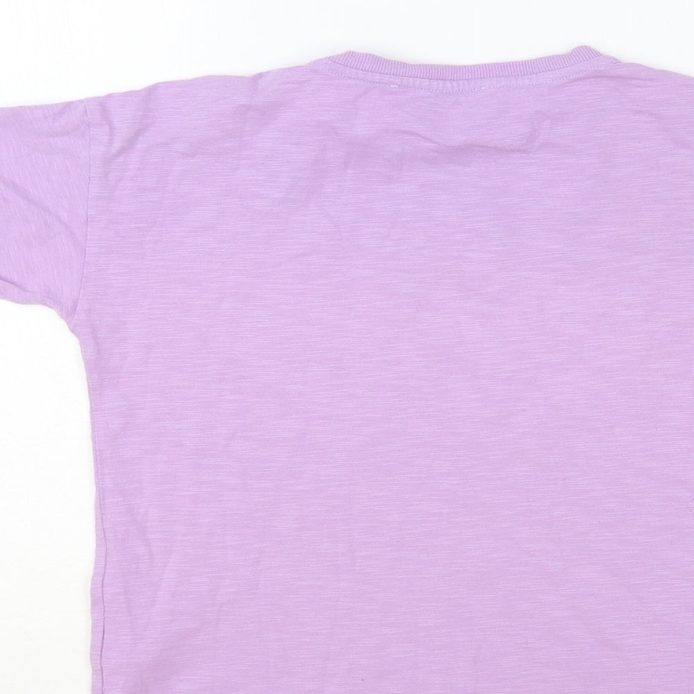 Marks and Spencer Girls Purple Cotton Pullover T-Shirt Size 9-10 Years Crew Neck Pullover - Busy Blogging