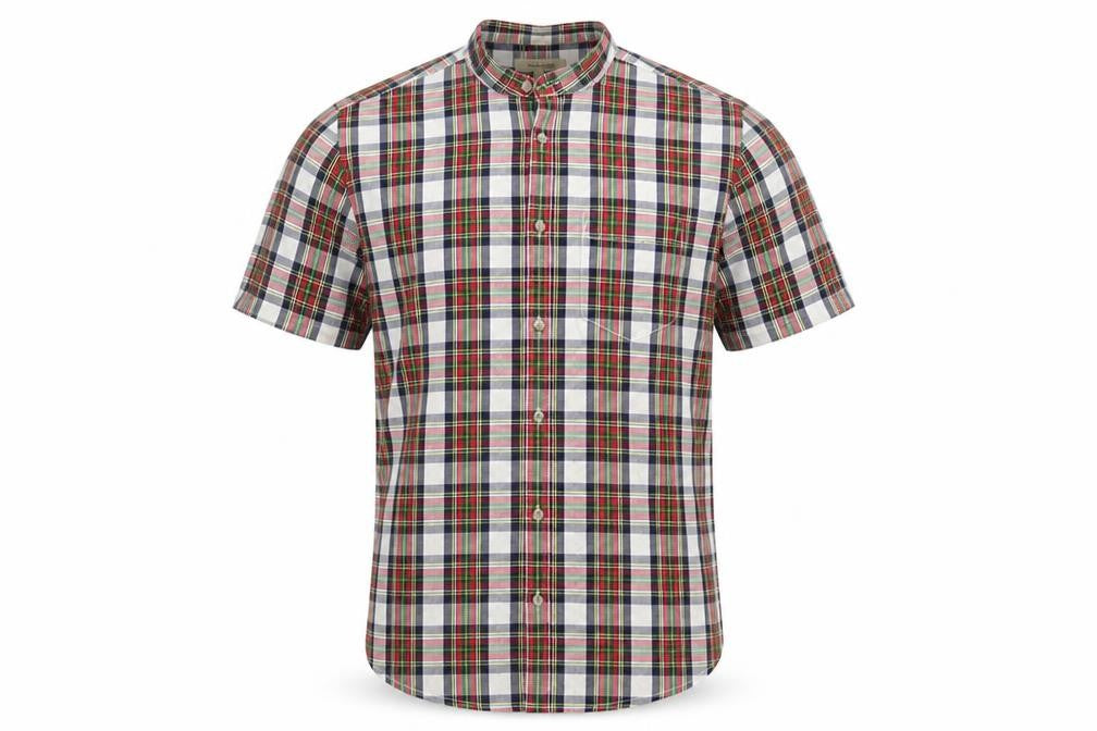 River Island Mens Multicoloured Plaid Cotton Button-Up Size S Round Neck Button