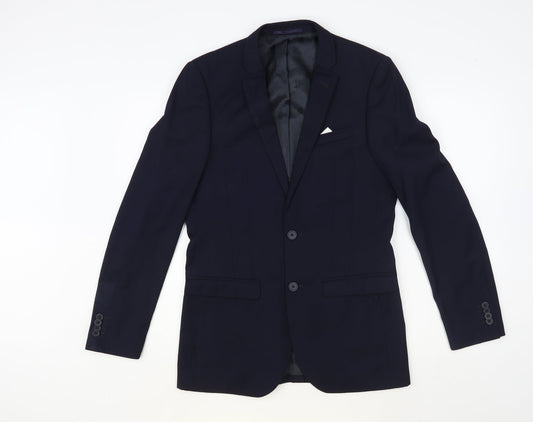 Preworn Mens Blue Polyester Jacket Blazer Size 36