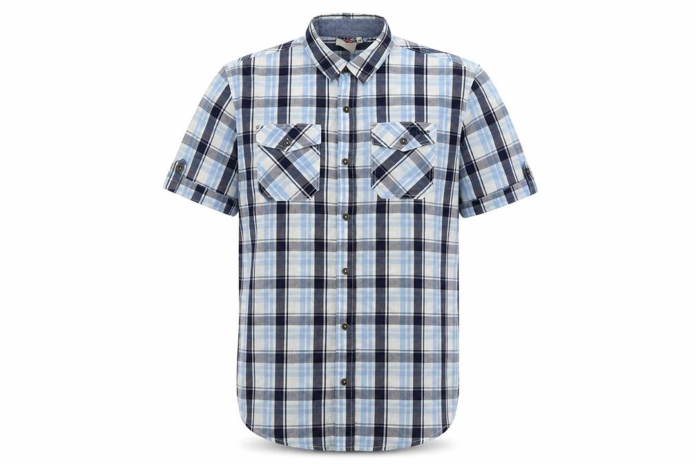 Lee Cooper Mens Blue Plaid Cotton Button-Up Size M Collared Button