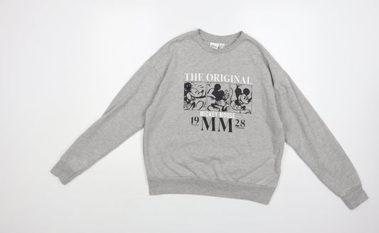 Primark Womens Grey Cotton Pullover Sweatshirt Size 6 Pullover - Mickey Mouse