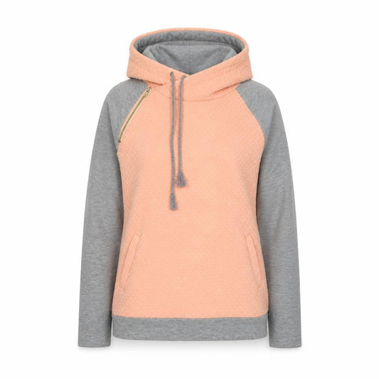 Yidaton Womens Pink Colourblock Cotton Pullover Hoodie Size S Zip